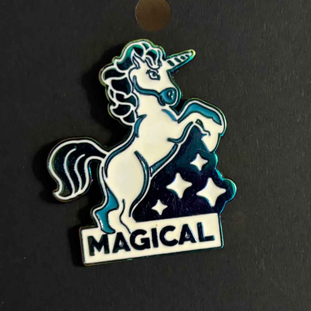 Magical Unicorn blue & white trading lapel backpack pin